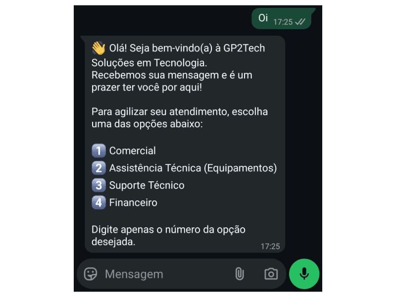 Atendimento automático no WhatsApp